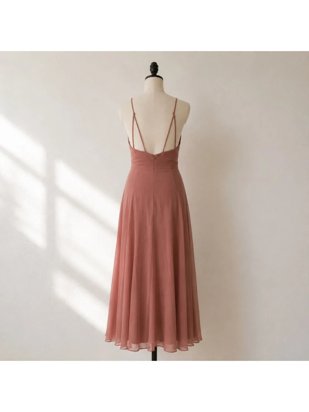 Jenny Yoo Blush Pink Chiffon Halter Maxi Dress Open Back Bridesmaid Gown Size M - Picture 2 of 2